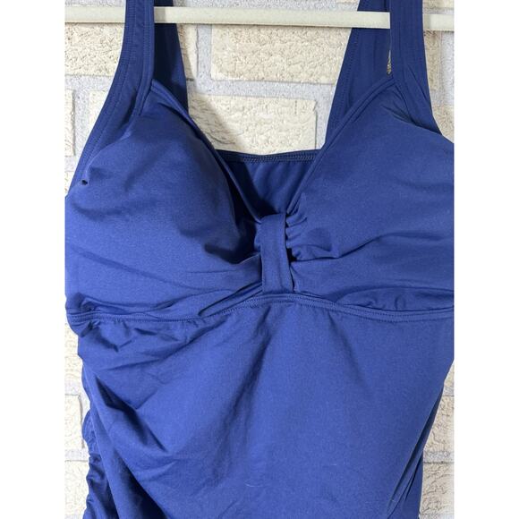 Lands End Tankini Swimsuit 12L/12 Navy Blue - Picture 2 of 6